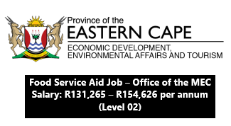 Food Service Aid Job – Office of the MEC | Bhisho | Re-advert