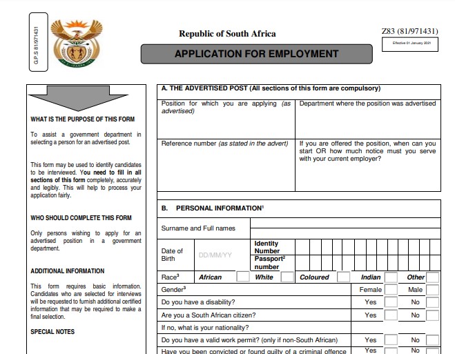 Step-by-Step Guide To Completing The Z83 Form For South African ...